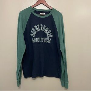VINTAGE 1990s Abercrombie & Fitch Muscle Long Sleeve Crew Neck Shirt Navy L